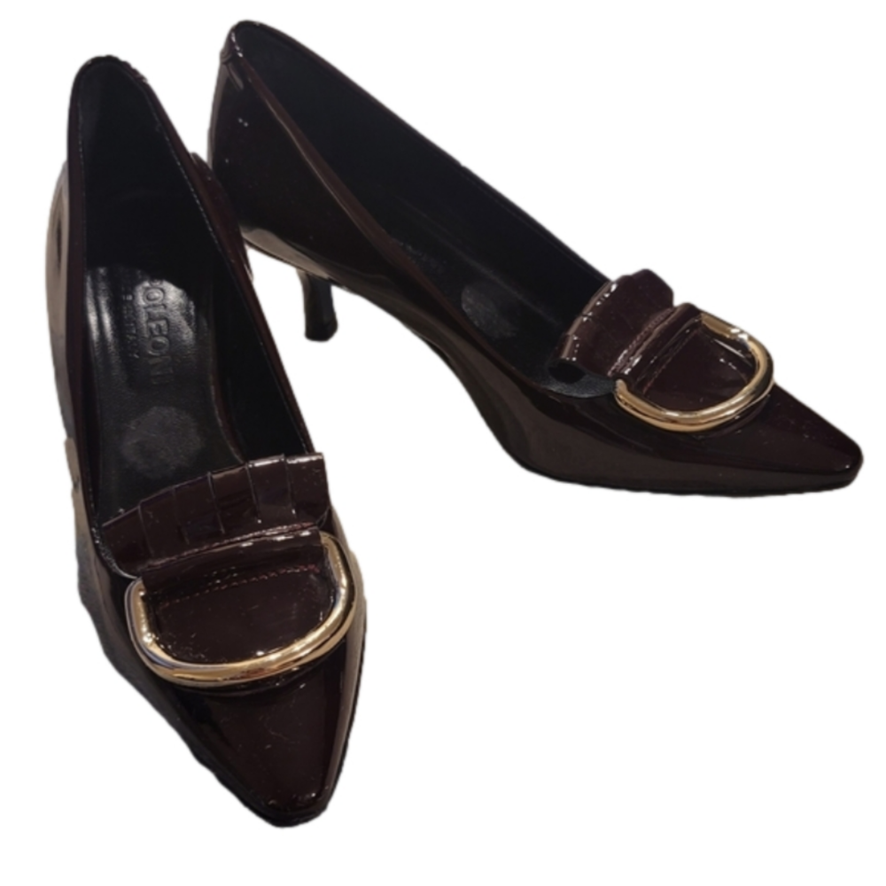 Napoleoni Leather Burgundy Pumps